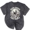 More Books Less People Introvert Skeleton Reading Mineral Wash Tshirts Mineral Black