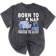 Born To Nap Forced To Exist Lazy Skeleton Couch Introverts Mineral Wash Tshirts Mineral Black