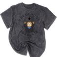 Boys Girls Preschool Graduate Sloth Graduation Cap Mineral Wash Tshirts Mineral Black
