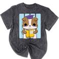 Bulldog Anime Pup Graduation Mineral Wash Tshirts Mineral Black