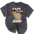Capy Last Day Of School Capybara Graduation Quote Mineral Wash Tshirts Mineral Black