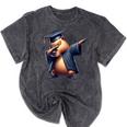 Capybara Graduation Dabbing Capy Wearing Graduate Gown Mineral Wash Tshirts Mineral Black