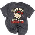 Cat Lover Sorry Cant Go Im An Indoor Introvert Cat Mom Mineral Wash Tshirts Mineral Black
