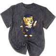 Cheetah Graduation Cute Kindergarten Elementary High School Mineral Wash Tshirts Mineral Black