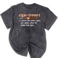 Cigar-Trovert Cigar Smoking Humor Definition Introvert Mineral Wash Tshirts Mineral Black