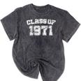 Class Of 1971 71 School Tee Shirt Graduation Class Party Mineral Wash Tshirts Mineral Black