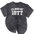 Class Of 1977 77 School Tee Shirt Graduation Class Party Mineral Wash Tshirts Mineral Black