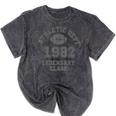 Class Of 1982 Graduation Yr High School Pride Vintage Retro Mineral Wash Tshirts Mineral Black