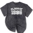 Class Of 1985 85 School Tee Shirt Graduation Class Party Mineral Wash Tshirts Mineral Black