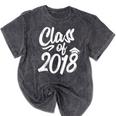 Class Of 2018 Graduation Cap Trendy Cute Mineral Wash Tshirts Mineral Black