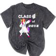 Class Of 2018 Graduation Him Her Unicorn Dabbing Shirt Mineral Wash Tshirts Mineral Black