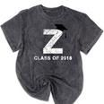 Class Of 2018 Last Name Letter Z Graduation Mineral Wash Tshirts Mineral Black