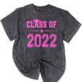 Class Of 2022 Pink Girls Shirt Graduation Mineral Wash Tshirts Mineral Black