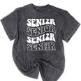 Class Of 2024 High School Senior Graduation Groovy Wave Mineral Wash Tshirts Mineral Black
