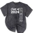 Class Of 2024 Senior 24 Shirt High School Graduation Party Mineral Wash Tshirts Mineral Black