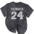 Class Of 2024 Senior Graduation Tee Back To School Vintage Mineral Wash Tshirts Mineral Black