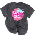 Class Of 2024 Senior Pink Retro Classic Girl Grad Graduation Mineral Wash Tshirts Mineral Black