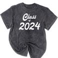 Class Of 2024 Shirt Graduation Her Women Senior Class Mineral Wash Tshirts Mineral Black