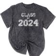 Class Of 2024 Shirt Senior 2024 Graduation Her Women Mineral Wash Tshirts Mineral Black