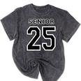 Class Of 2025 High School Senior 25 On Back Graduation Mineral Wash Tshirts Mineral Black