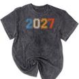 Class Of 2027 Graduate Shirts For Men Women Graduation Retro Mineral Wash Tshirts Mineral Black