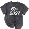 Class Of 2027 Graduation School Spirit Her Senior Class Mineral Wash Tshirts Mineral Black