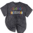 Class Of 2030 Graduation Shirt Men Women Boys Girls Cute Mineral Wash Tshirts Mineral Black