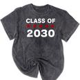 Class Of 2030 Shirt New Kindergarten Student Graduation Mineral Wash Tshirts Mineral Black