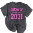 Class Of 2031 Pink Girls Shirt Graduation Mineral Wash Tshirts Mineral Black