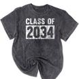 Class Of 2034 Preschool Graduation Pre-K Kindergarten Kids Mineral Wash Tshirts Mineral Black