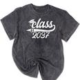 Class Of 2037 First Day Of School Graduation Grow With Me Mineral Wash Tshirts Mineral Black