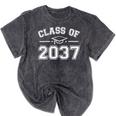 Class Of 2037 Grow With Me Graduation First Day Kindergarten Mineral Wash Tshirts Mineral Black