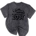Class Of 2037 Senior Retro 2037 Grad Graduate Graduation Mineral Wash Tshirts Mineral Black
