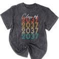 Class Of 2037 Vintage Kindergarten To Graduation Mineral Wash Tshirts Mineral Black