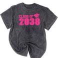Class Of 2038 Pink Girls Growing Up School Memory Graduation Mineral Wash Tshirts Mineral Black