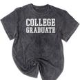 College Graduate Shirt Graduation Tee Distressed Mineral Wash Tshirts Mineral Black