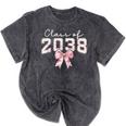 Coquette Bow Preppy Class Of 2038 Girly Girl 2038 Graduation Mineral Wash Tshirts Mineral Black