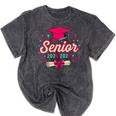 Coquette Pink Bow Senior 2026 2027 Graduation Mineral Wash Tshirts Mineral Black