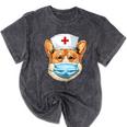 Corgi Dog Nurse RN Nursing School Graduation Mineral Wash Tshirts Mineral Black