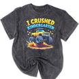 I Crushed Kindergarten Monster Truck Graduation Boys Kids Mineral Wash Tshirts Mineral Black