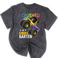 I Crushed Kindergarten Monster Truck Graduation Boys Small Mineral Wash Tshirts Mineral Black