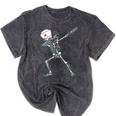 Dabbing Skeleton Nurse Halloween Graduation Mineral Wash Tshirts Mineral Black