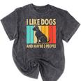 I Like Dogs And Maybe 3 People Introvert Mineral Wash Tshirts Mineral Black
