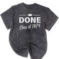Done Class Of 1974 50th Reunion Graduation Classmate College Mineral Wash Tshirts Mineral Black