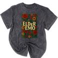 Elder Emo Floral Gothic Vintage Nostalgia Mineral Wash Tshirts Mineral Black
