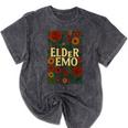 Elder Emo Floral Gothic Vintage Nostalgia Mineral Wash Tshirts Mineral Black