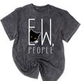 Ew People Cat Introvert Anti-Social Mineral Wash Tshirts Mineral Black