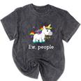 Ew People Unicorn Lover Introvert Rainbow Unicorn Mineral Wash Tshirts Mineral Black