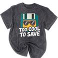 Floppy Disk Retro Tech Nostalgia Old School Computing Humor Mineral Wash Tshirts Mineral Black