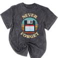 Never Forget Retro Diskette Nostalgia Vintage Mineral Wash Tshirts Mineral Black